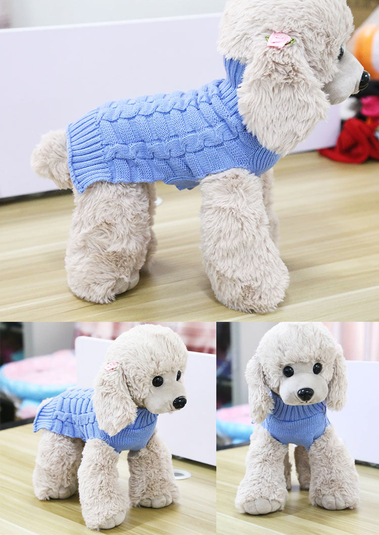 Twisted Rope Knit Dog Sweater – Cozy Wool Pet Jumper in 6 Colors
