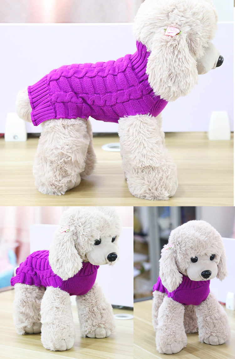 Twisted Rope Knit Dog Sweater – Cozy Wool Pet Jumper in 6 Colors
