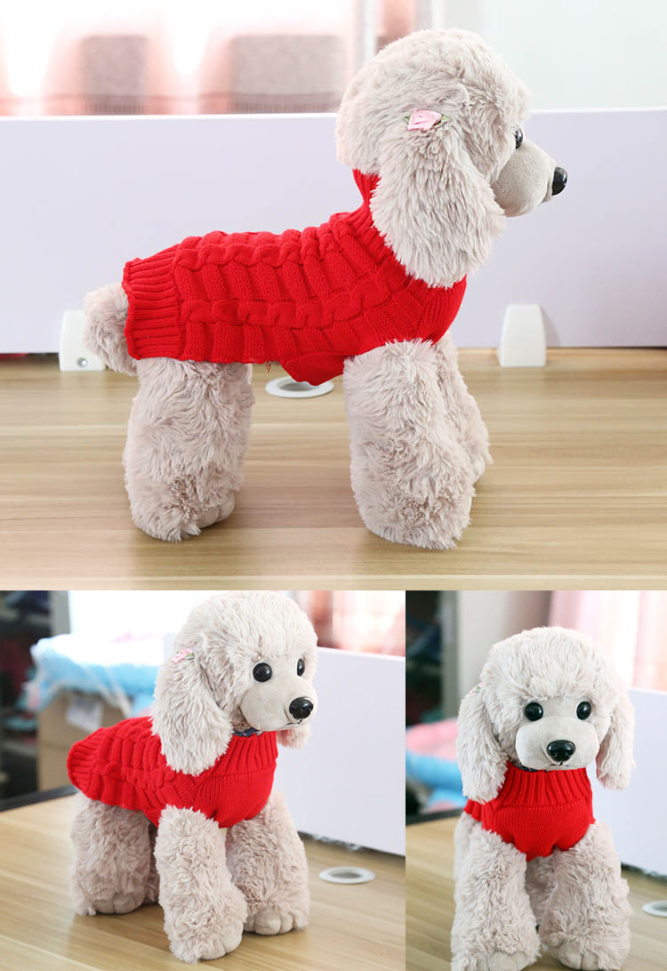 Twisted Rope Knit Dog Sweater – Cozy Wool Pet Jumper in 6 Colors