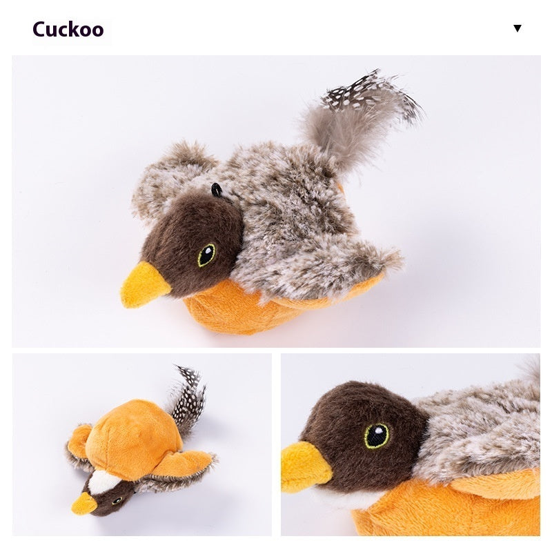 Realistic Plush Bird Cat Toy – Sound-Activated Electronic Teaser for Indoor Cats
