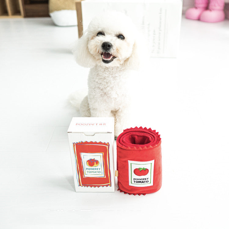 Tomato Can Dog Snuffle Toy – Nosework Slow Feeder & Hide-and-Seek Enrichment Toy