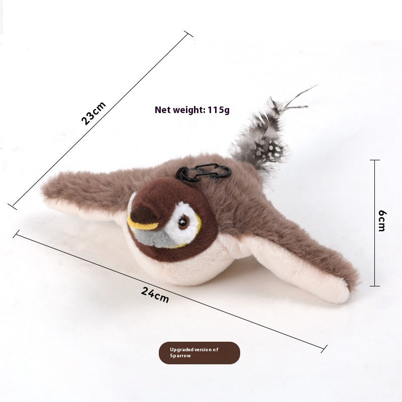 Realistic Plush Bird Cat Toy – Sound-Activated Electronic Teaser for Indoor Cats